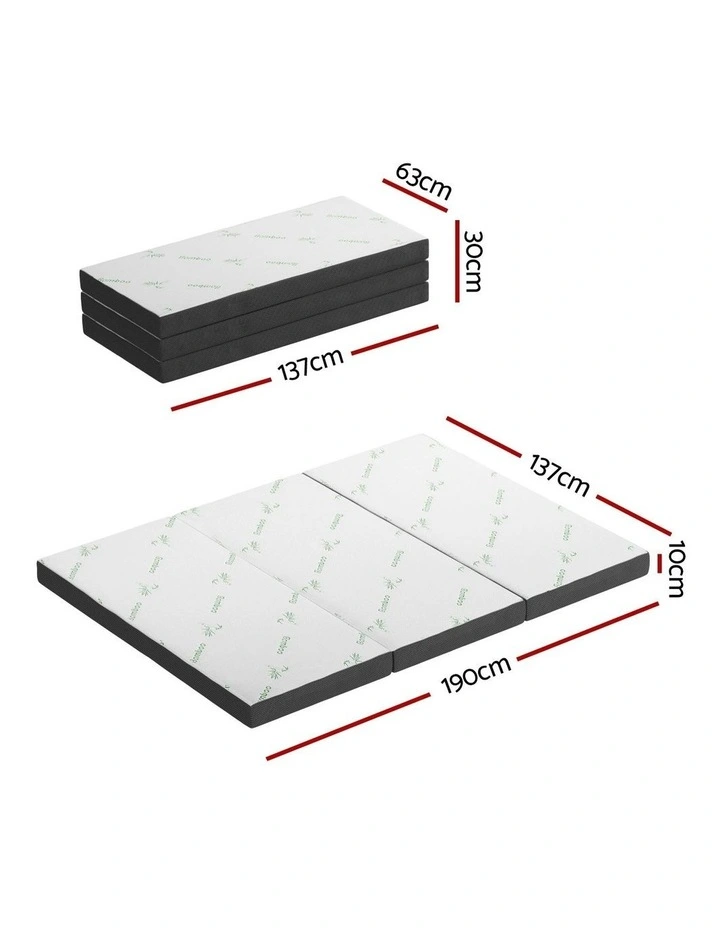 Foam Double Bamboo Foldable Mattress in Grey image 7