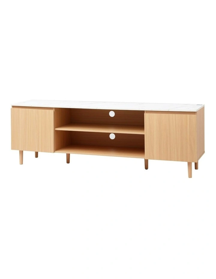TV Cabinet Entertainment Unit Stand 180cm Pine White image 1