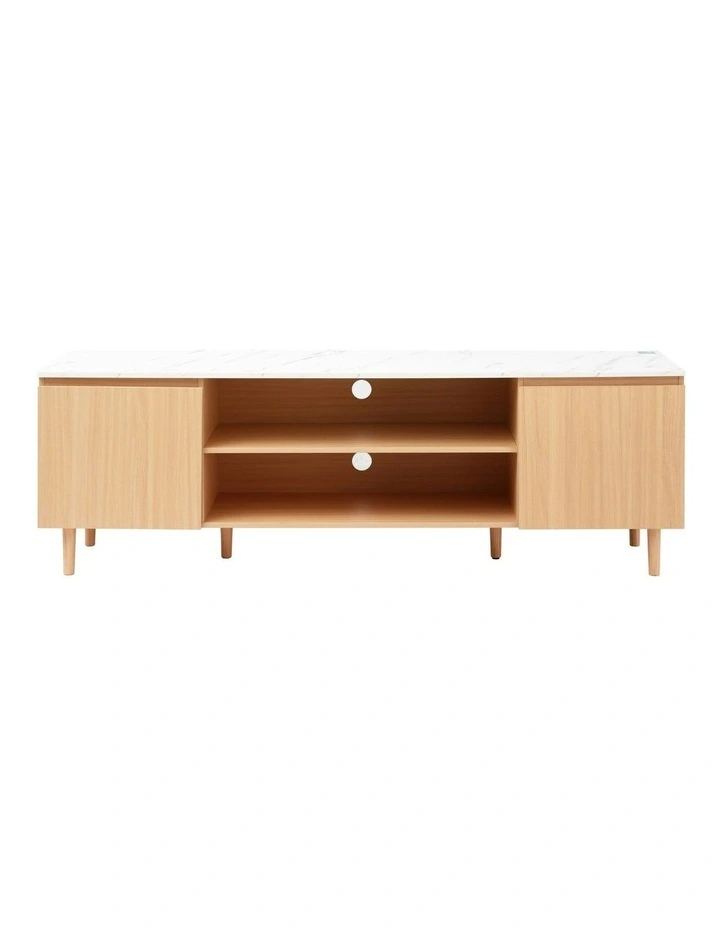 TV Cabinet Entertainment Unit Stand 180cm Pine White image 2