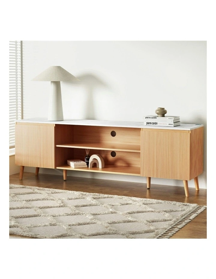 TV Cabinet Entertainment Unit Stand 180cm Pine White image 3