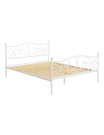 GROA Queen Size Metal Bed Frame in White