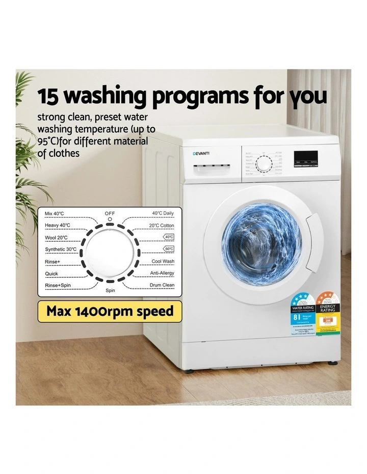 Front Load Washing Machine 8kg in White image 5