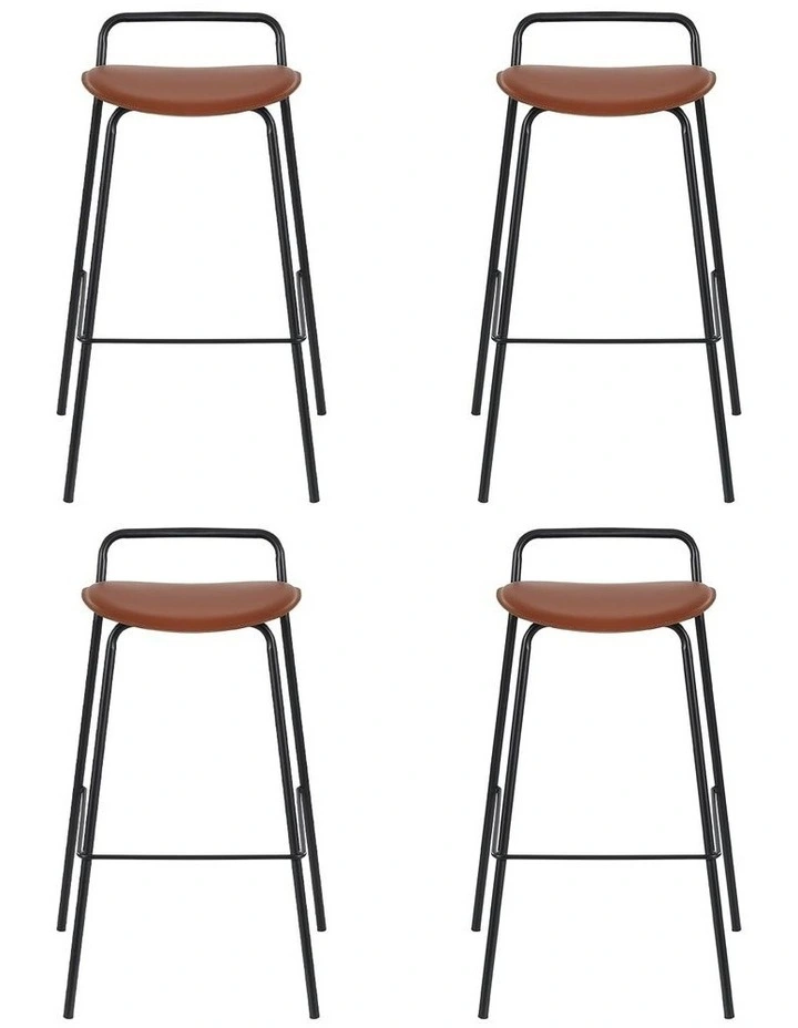 Bar Stools Kitchen Counter Dining Chair in Metal Brown image 2
