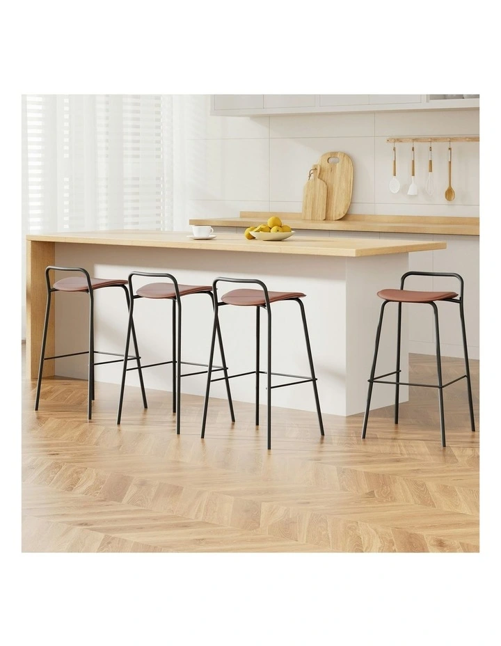 Bar Stools Kitchen Counter Dining Chair in Metal Brown image 3