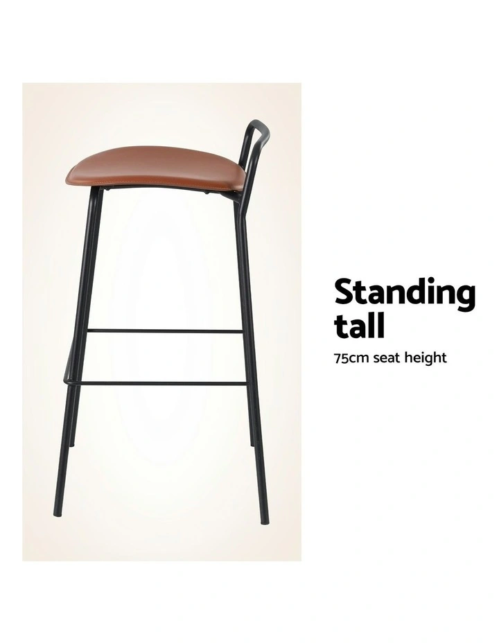 Bar Stools Kitchen Counter Dining Chair in Metal Brown image 5