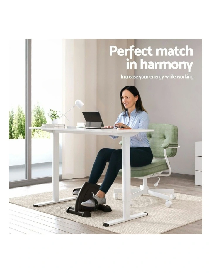 Electric Standing Desk with Mini Peal Exercise Bike 120cm in White image 5