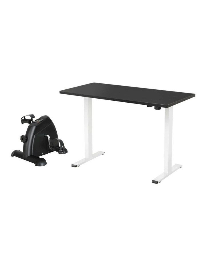 Electric Standing Desk with Mini Pedal Exercise Bike in Black image 1