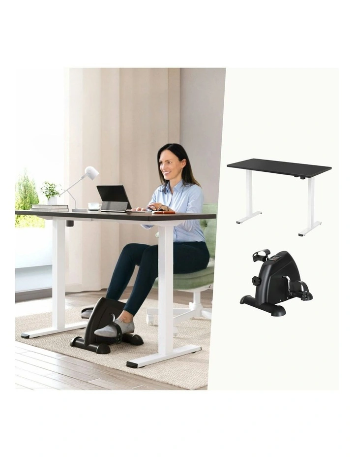 Electric Standing Desk with Mini Pedal Exercise Bike in Black image 3