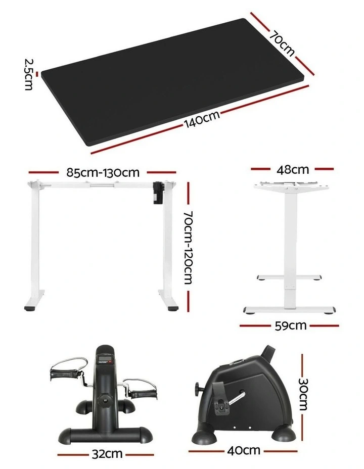 Electric Standing Desk with Mini Pedal Exercise Bike in Black image 4