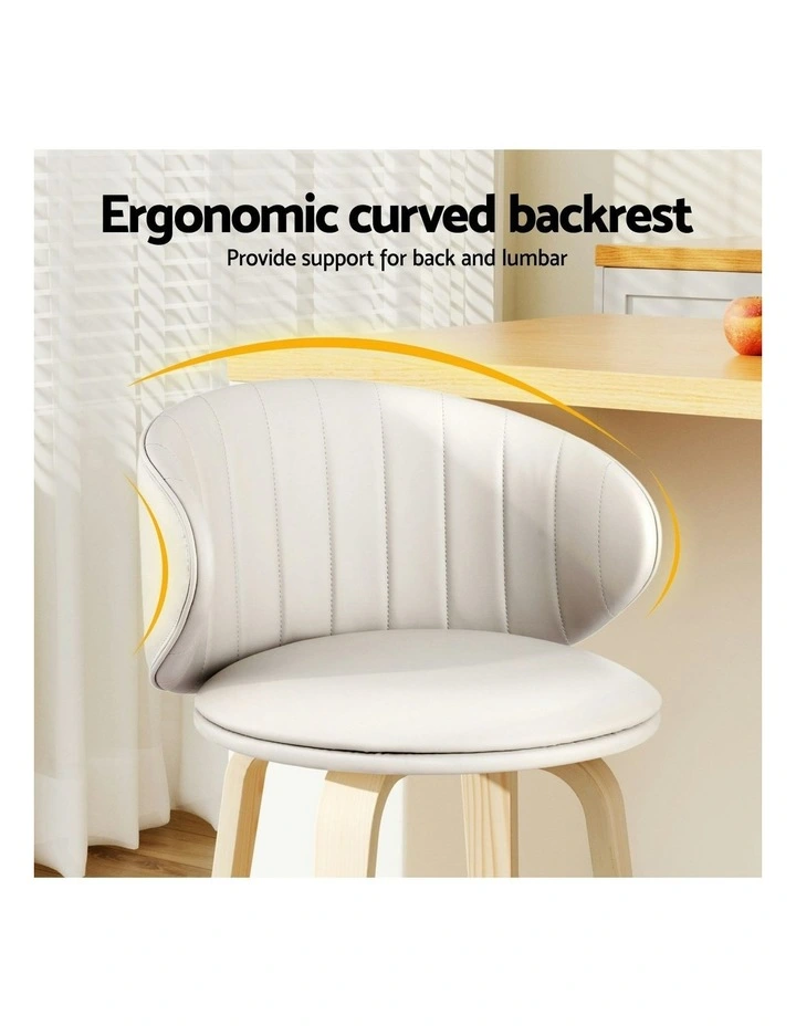4x Leather Wood Bar Stools in Beige image 5