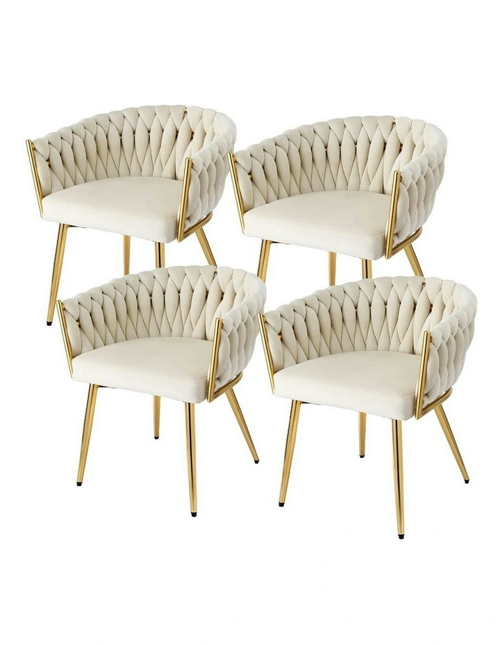 Velvet Dining Chairs Set of 4 in Beige image 1