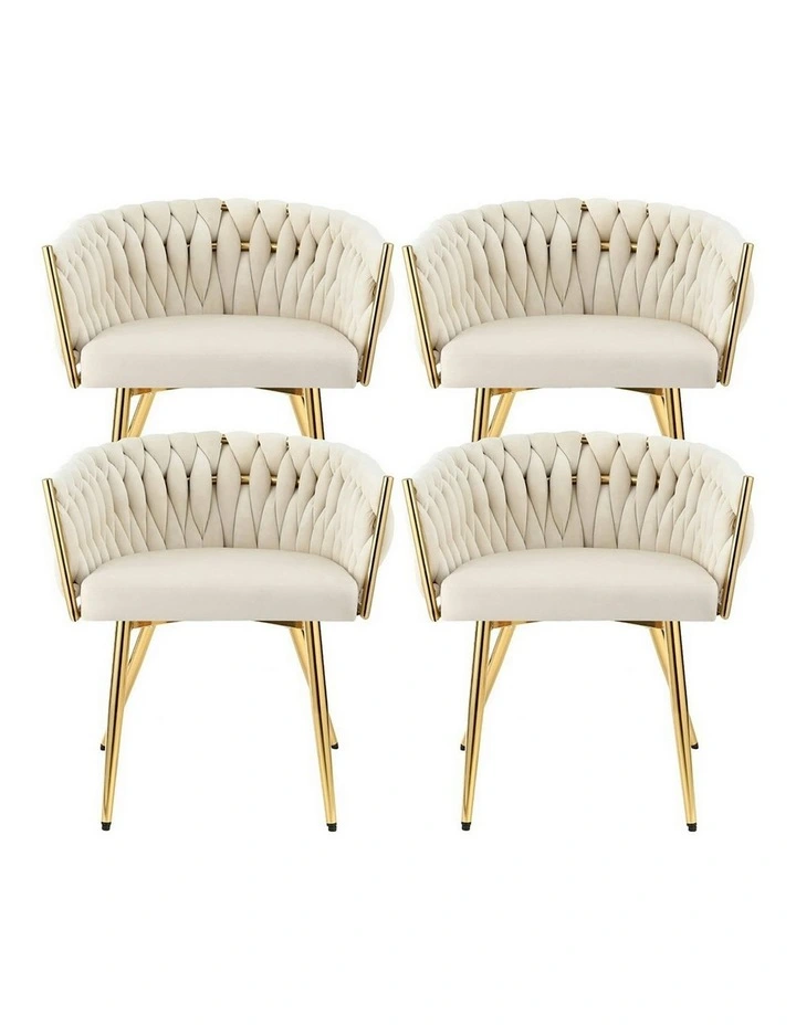 Velvet Dining Chairs Set of 4 in Beige image 2