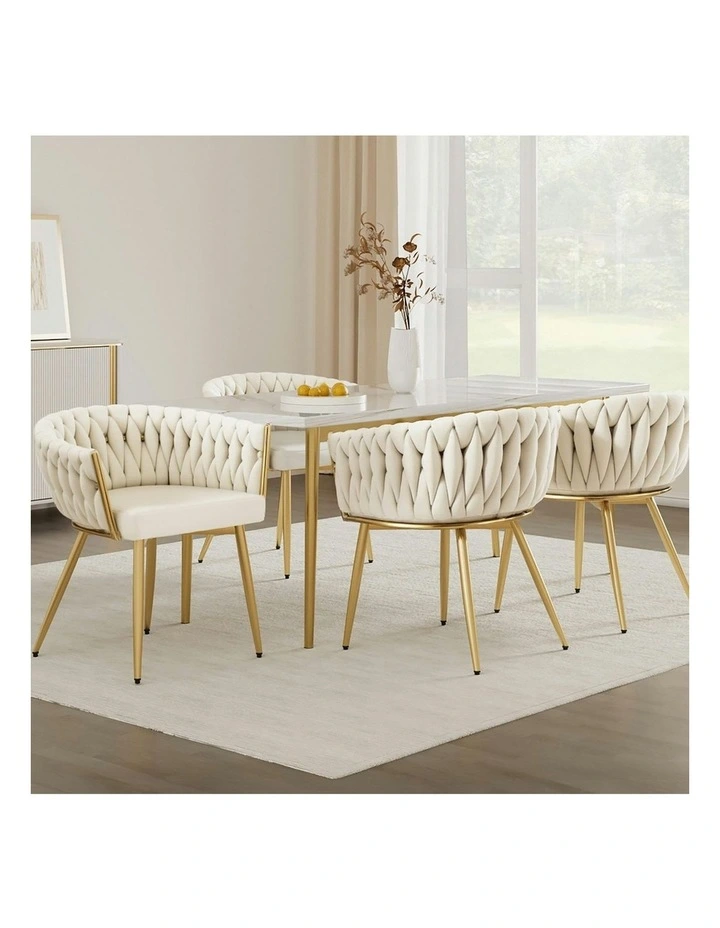 Velvet Dining Chairs Set of 4 in Beige image 3