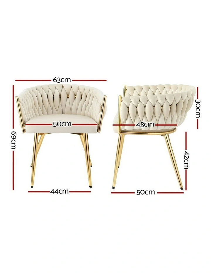 Velvet Dining Chairs Set of 4 in Beige image 4