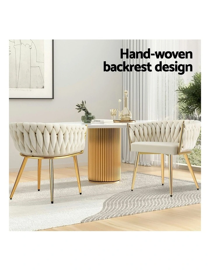 Velvet Dining Chairs Set of 4 in Beige image 5