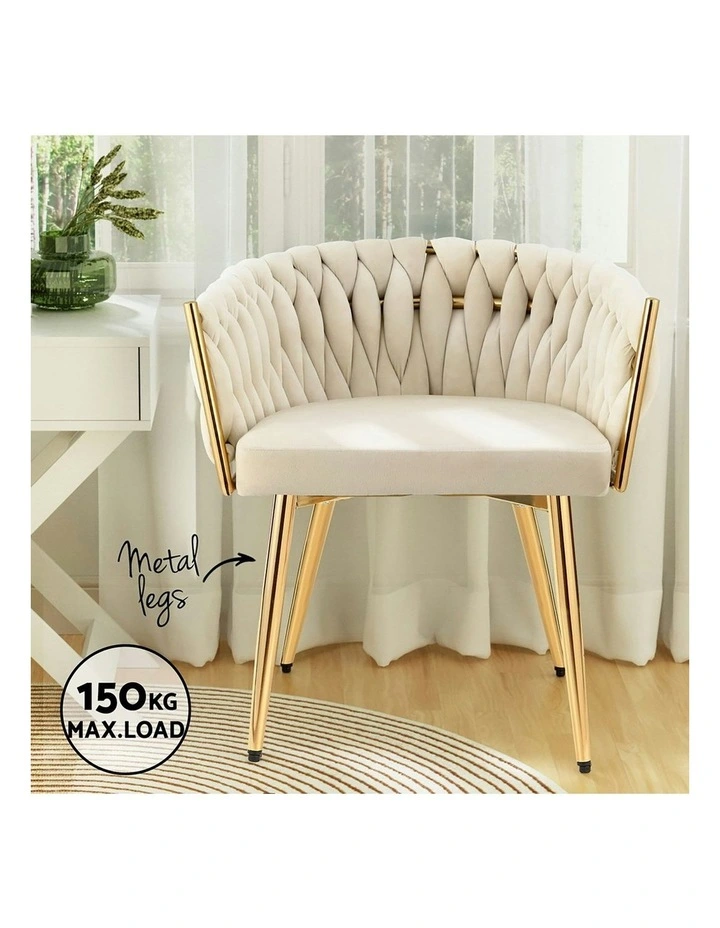 Velvet Dining Chairs Set of 4 in Beige image 6