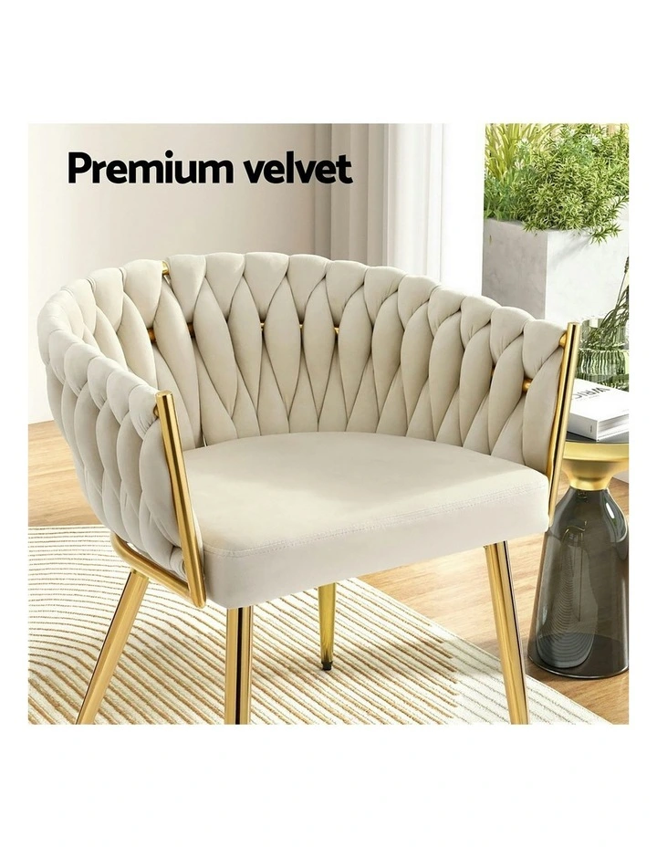 Velvet Dining Chairs Set of 4 in Beige image 7