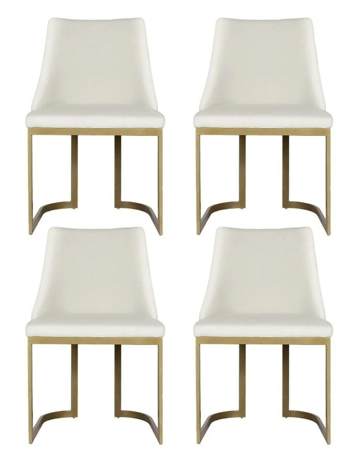 Dining Chairs Linen Fabric Frame Set of 4 in Beige image 2