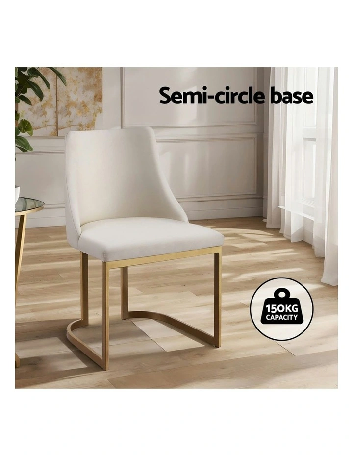 Dining Chairs Linen Fabric Frame Set of 4 in Beige image 5