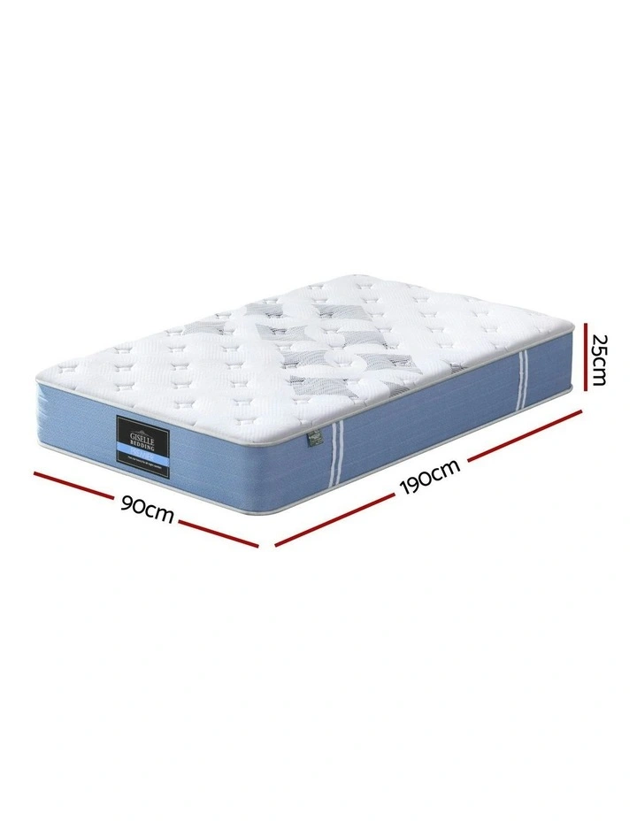 Mattress Single Bed Pocket Spring Mattresses 25cm in White image 4
