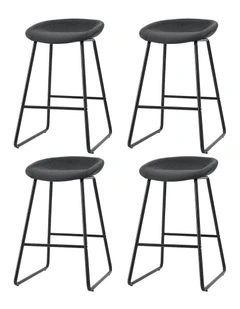 4x PU Leather Metal Bar Stools in Black