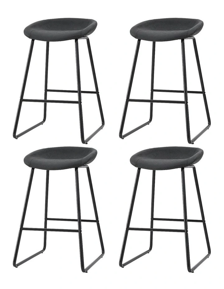 4x PU Leather Metal Bar Stools in Black image 1