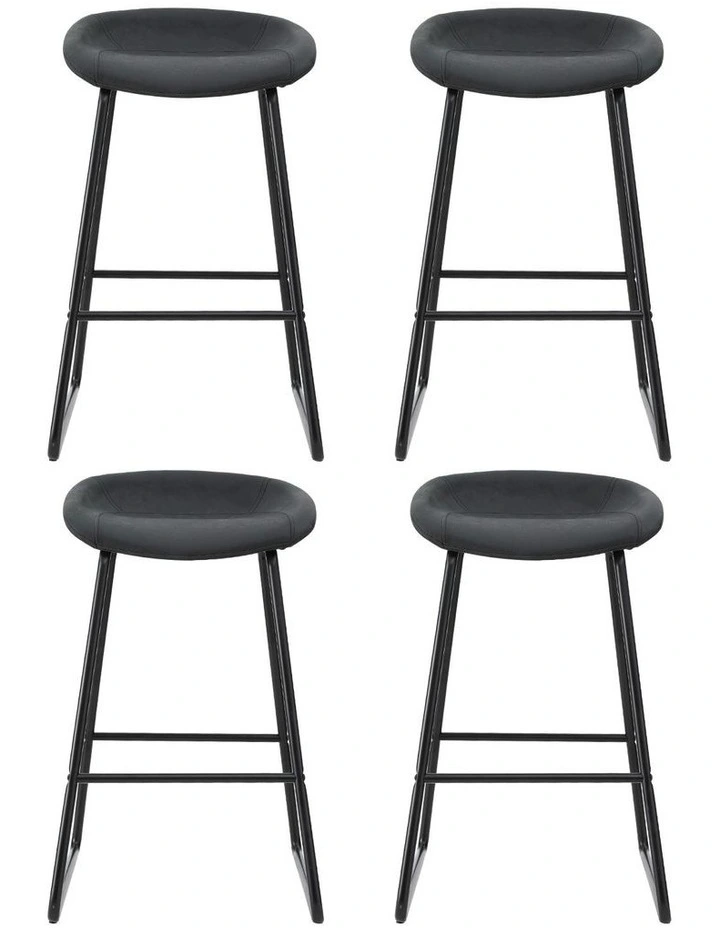 4x PU Leather Metal Bar Stools in Black image 2