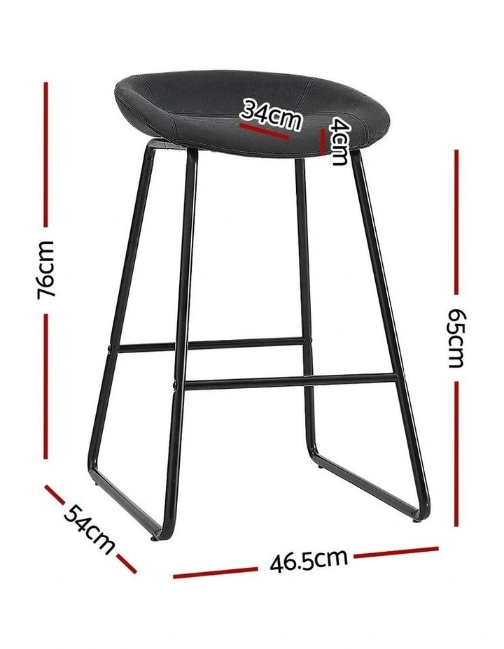 4x PU Leather Metal Bar Stools in Black image 4