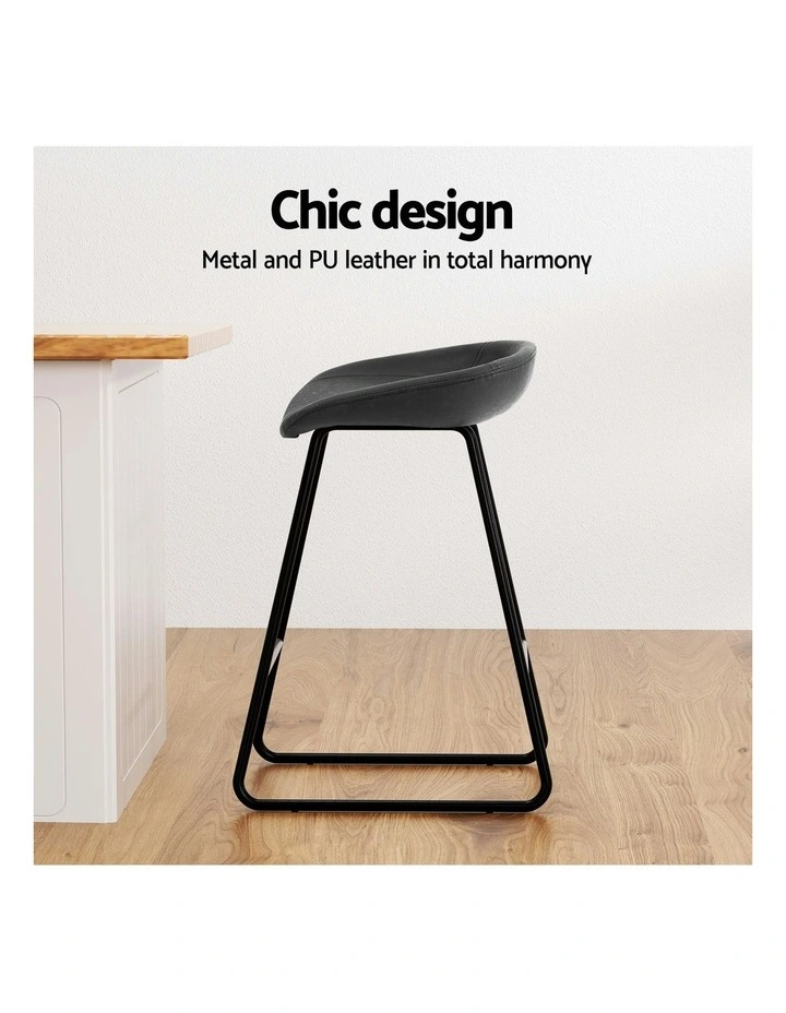 4x PU Leather Metal Bar Stools in Black image 5