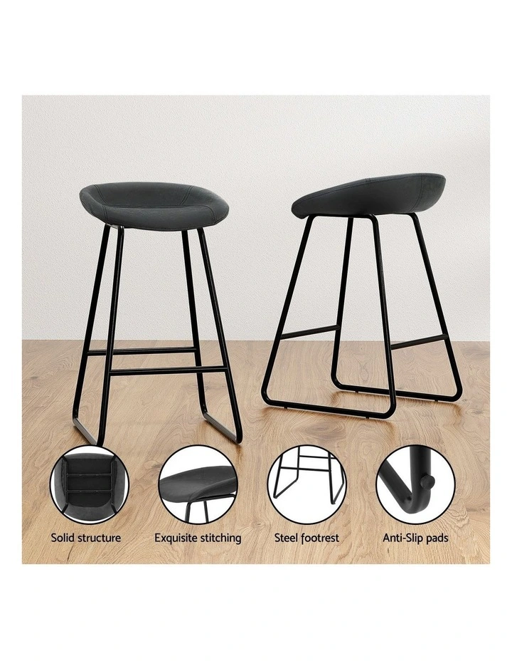 4x PU Leather Metal Bar Stools in Black image 6