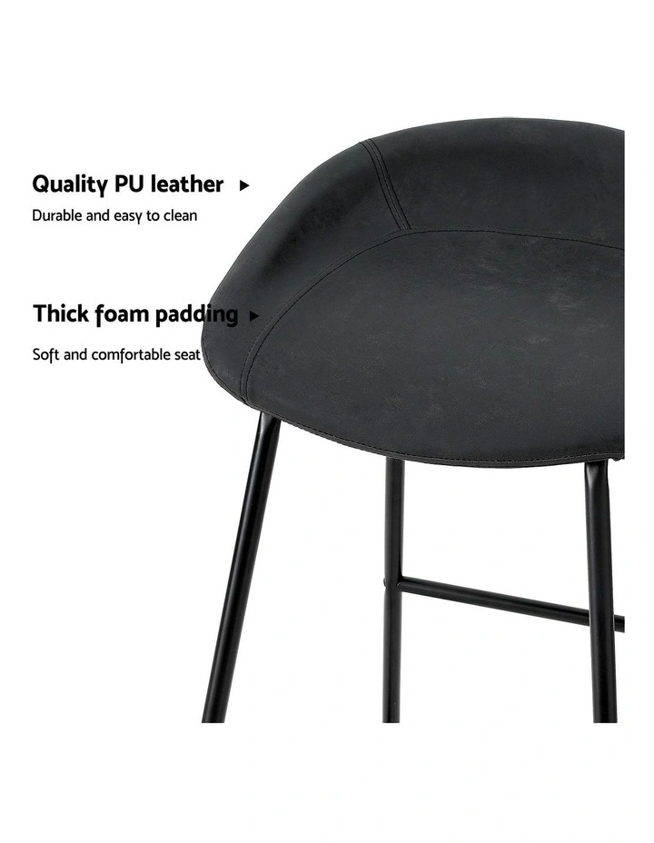 4x PU Leather Metal Bar Stools in Black image 7