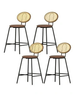 4x PU Leather Stools Bar Stools in Brown
