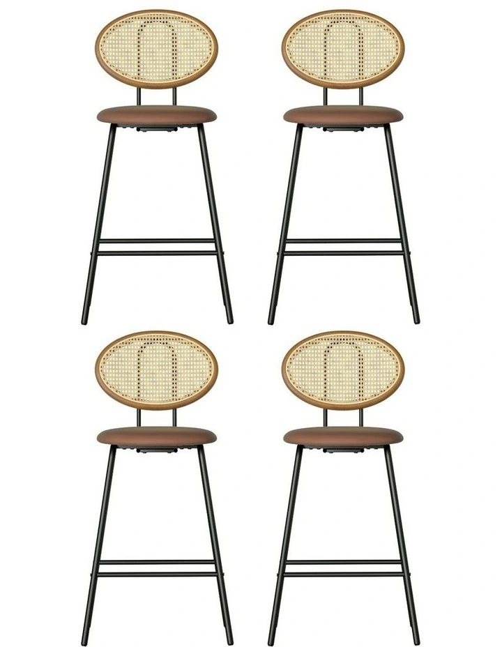 4x PU Leather Stools Bar Stools in Brown image 2