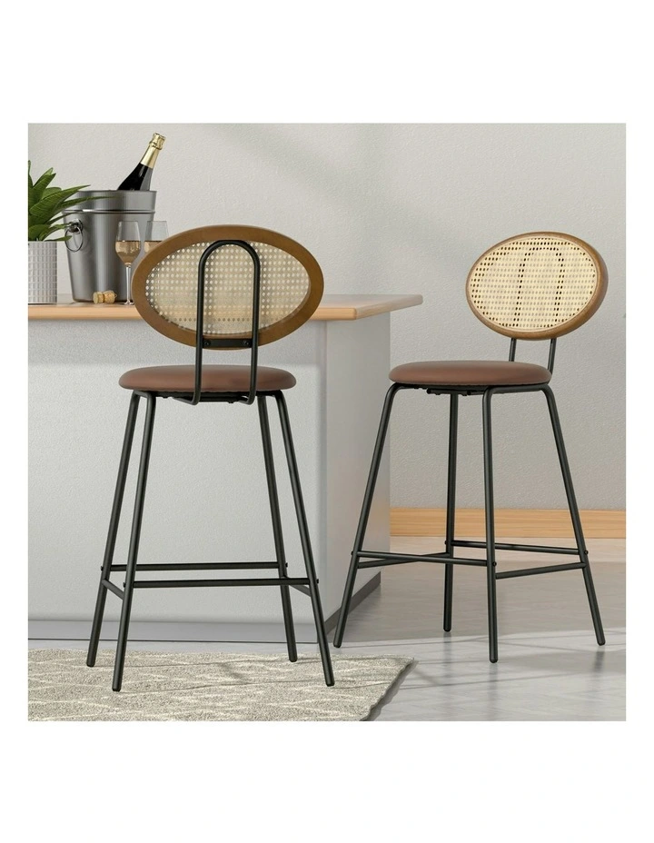 4x PU Leather Stools Bar Stools in Brown image 3