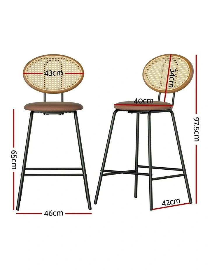 4x PU Leather Stools Bar Stools in Brown image 4