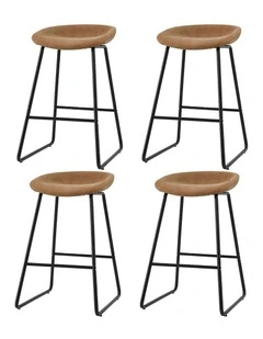 4x PU Leather Metal Bar Stools in Brown