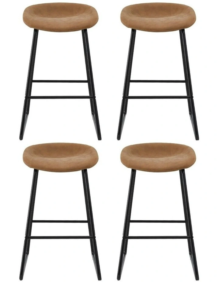 4x PU Leather Metal Bar Stools in Brown image 2