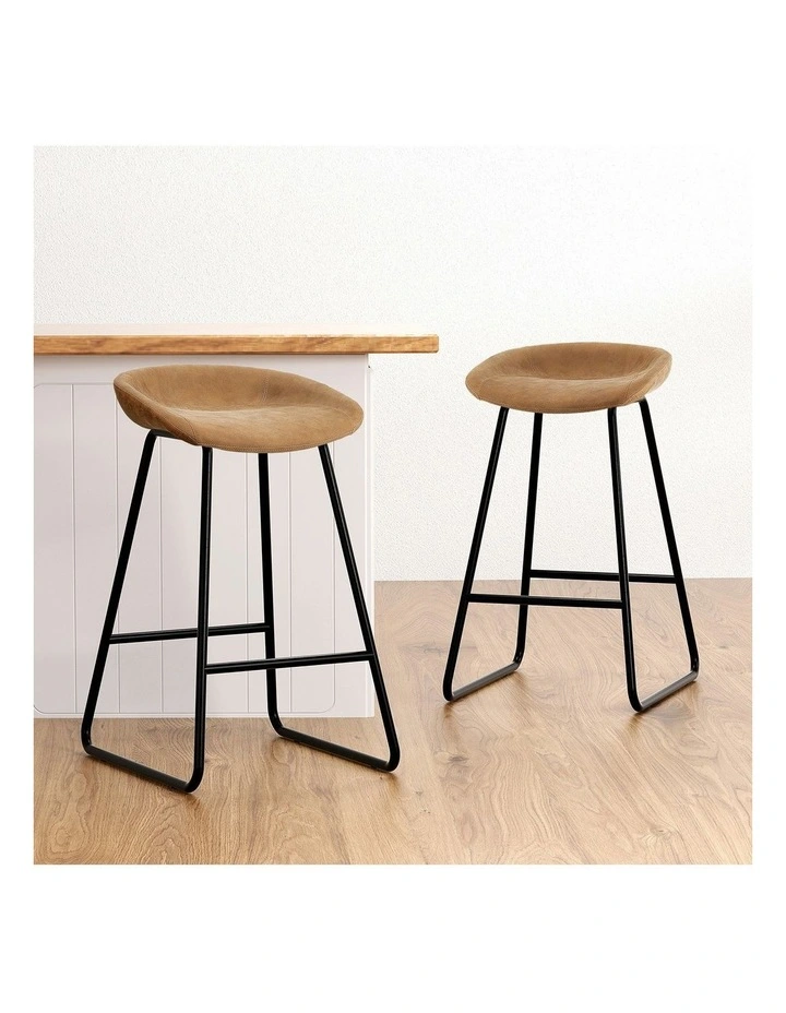 4x PU Leather Metal Bar Stools in Brown image 3