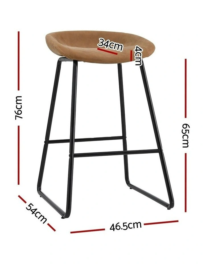 4x PU Leather Metal Bar Stools in Brown image 4
