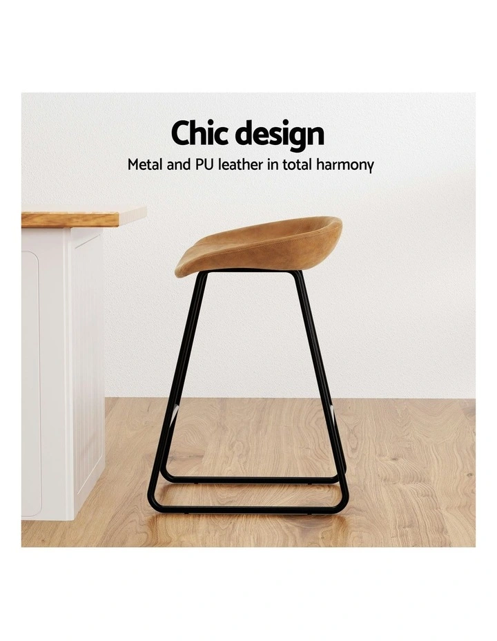 4x PU Leather Metal Bar Stools in Brown image 5