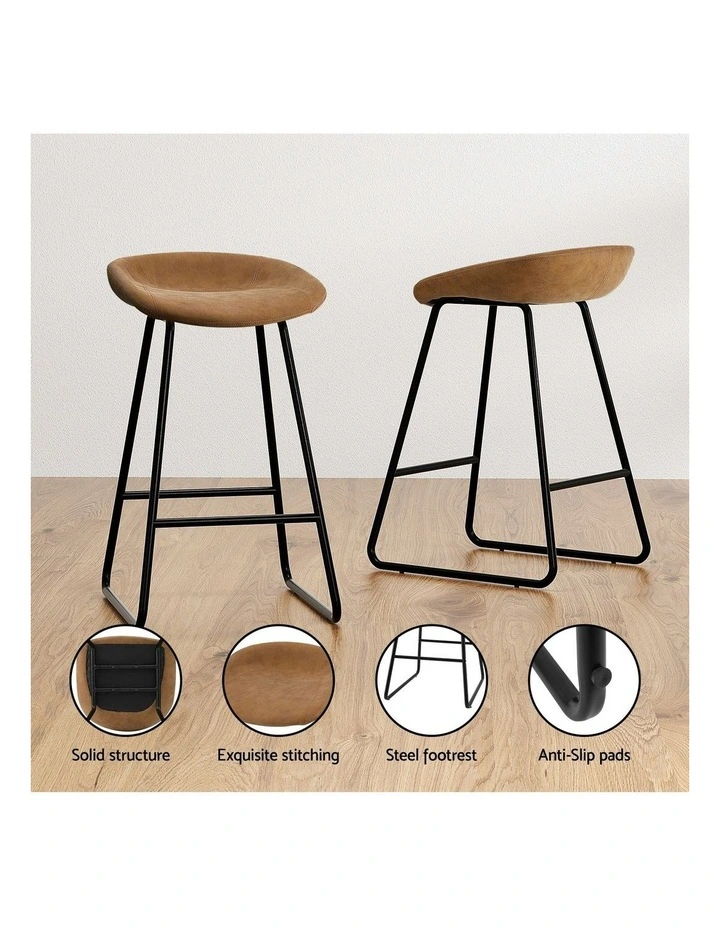 4x PU Leather Metal Bar Stools in Brown image 6