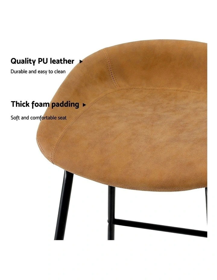 4x PU Leather Metal Bar Stools in Brown image 7