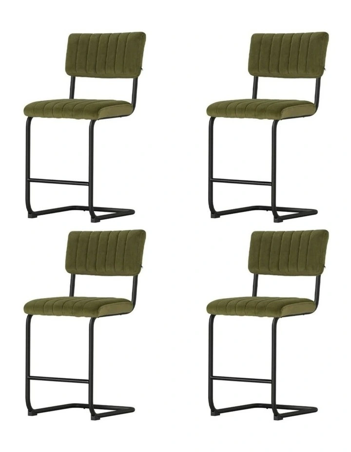 Bar Stools Velvet Chairs x4 in Green image 1