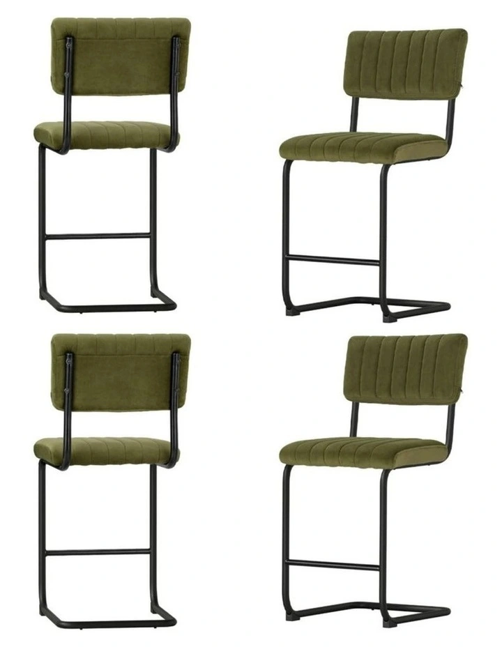 Bar Stools Velvet Chairs x4 in Green image 2