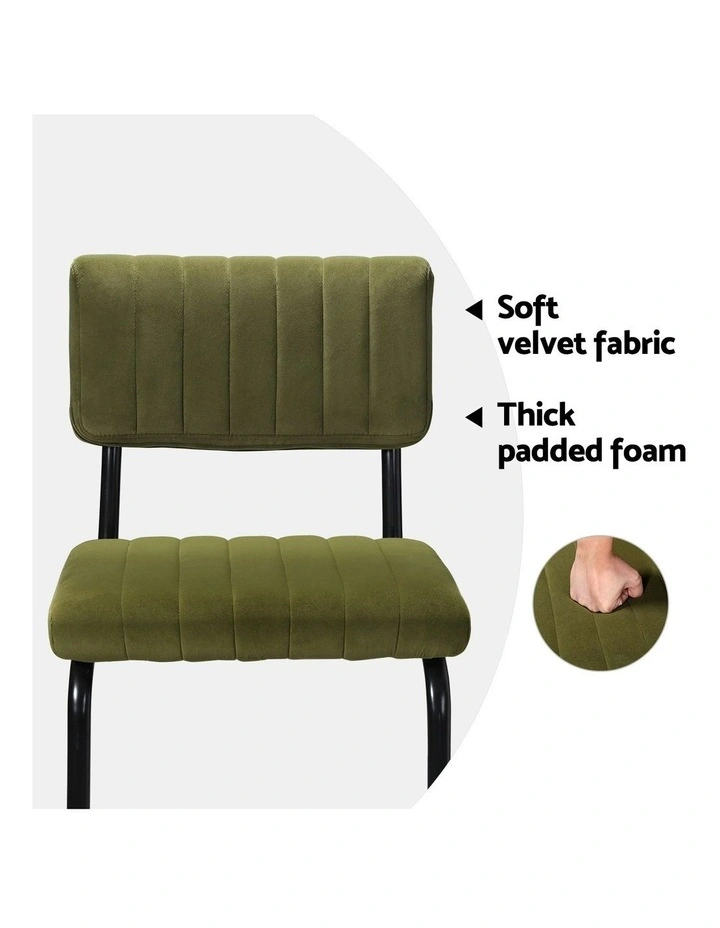 Bar Stools Velvet Chairs x4 in Green image 5