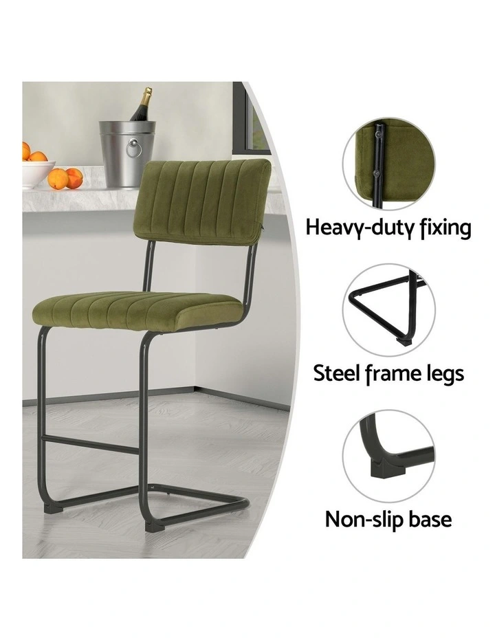 Bar Stools Velvet Chairs x4 in Green image 6