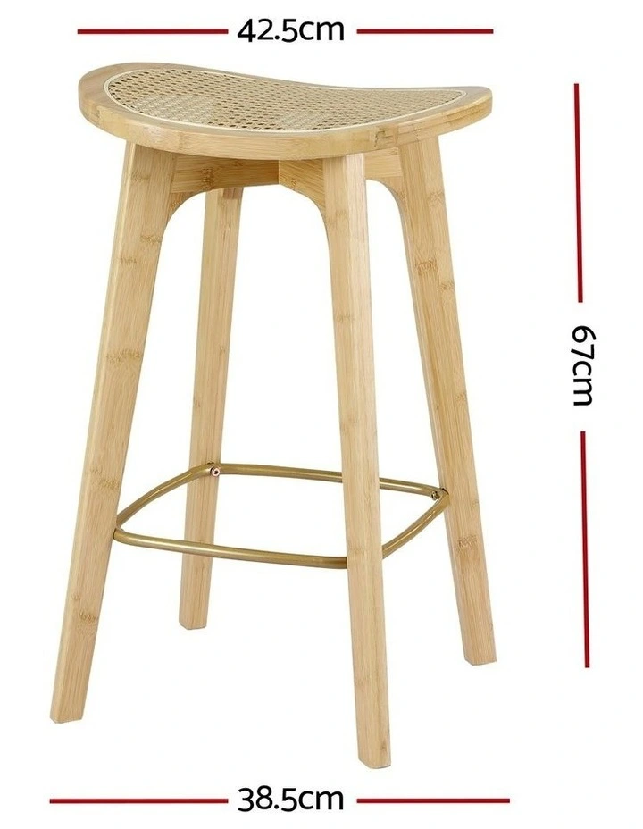 4x Bamboo Rattan Bar Stools in Brown image 4