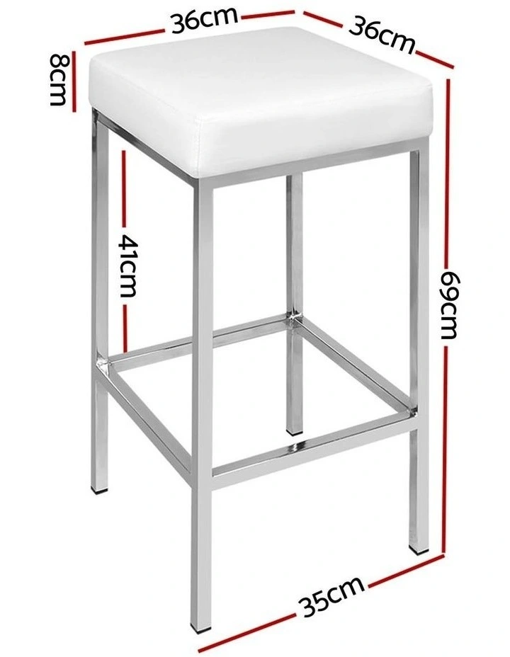 Leather Padded Metal Bar Stools in White image 4