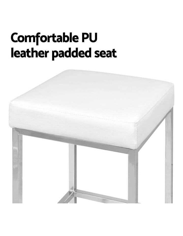 Leather Padded Metal Bar Stools in White image 6