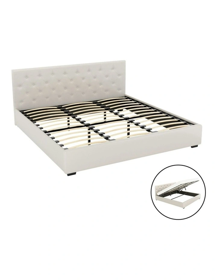 King Size Bed Frame in Beige image 2